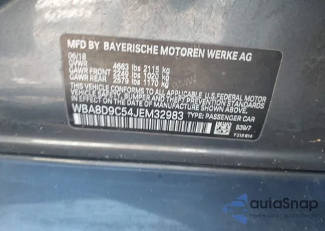 2018 BMW 330I xDrive z USA, uszkodzony, nr VIN WBA8D9C54JEM32983